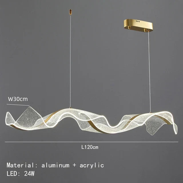 DecorBites™ LED Acrylic Chandelier Dining Room Light Fixtures Adjustable Kitchen Hanging Lamp