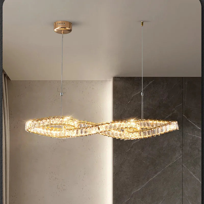 DecorBites™ Gold Metal Crystal Pendant Light Luxury Dimmable LED Hanging Lamp