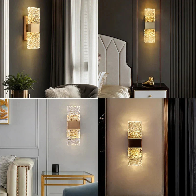 DecorBites™ Crystal Nordic LED Wall Lamps | Modern Corrugated Sconces for Home Decor
