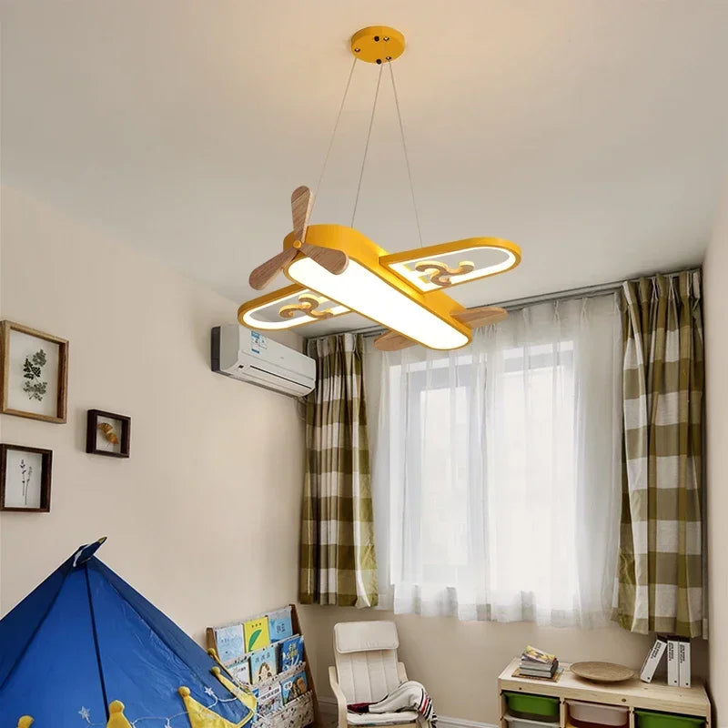 DecorBites™ Kids LED Wood Ceiling Light in Yellow & Blue - Minimalist Design