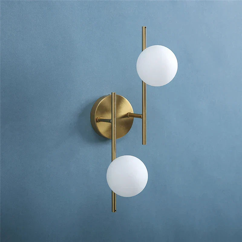 DecorBites™ Golden Indoor Wall Lights with Milky Glass Ball, Double G9 Bulbs