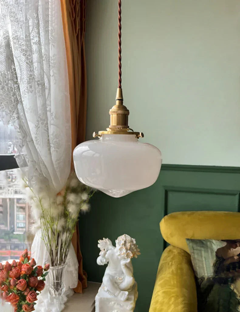 DecorBites™ Glass Shade LED Pendant Lamp: Modern Minimalist Lighting for Bedroom, Kitchen, and Bar