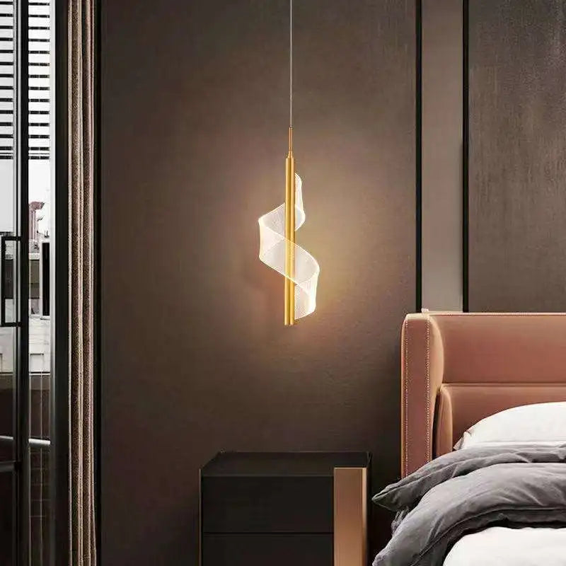 DecorBites™ Acrylic Spiral Pendant Lamp Bedroom Living Room Modern Nordic Drop Hanging Light