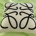 DecorBites™ Lambswool Face Embroidered Cushion Cover 45x45 - Beige White Abstract Art Pillowcase