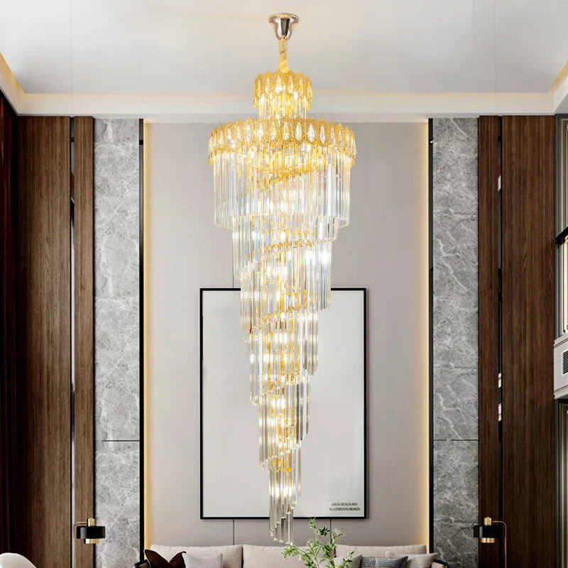 DecorBites™ Crystal Stair Long Chandelier - Simple Modern Design for Duplex Villa Living Room