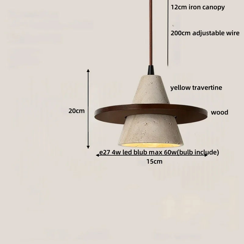 DecorBites™ Iron LED Pendant Light Fixture for Home Living Room, Restaurant Yellow Travertine Ball Hang Lamp