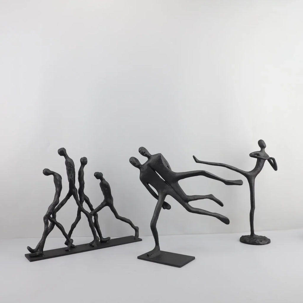 DecorBites™ Iron Man Abstract Sculpture Black Metal Figurine Decor for Room Aesthetics