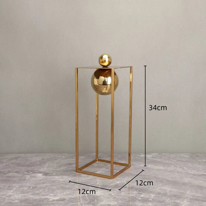 DecorBites™ Geometric Gold Frame Sculpture Decorative Figurines Metal Home Decor