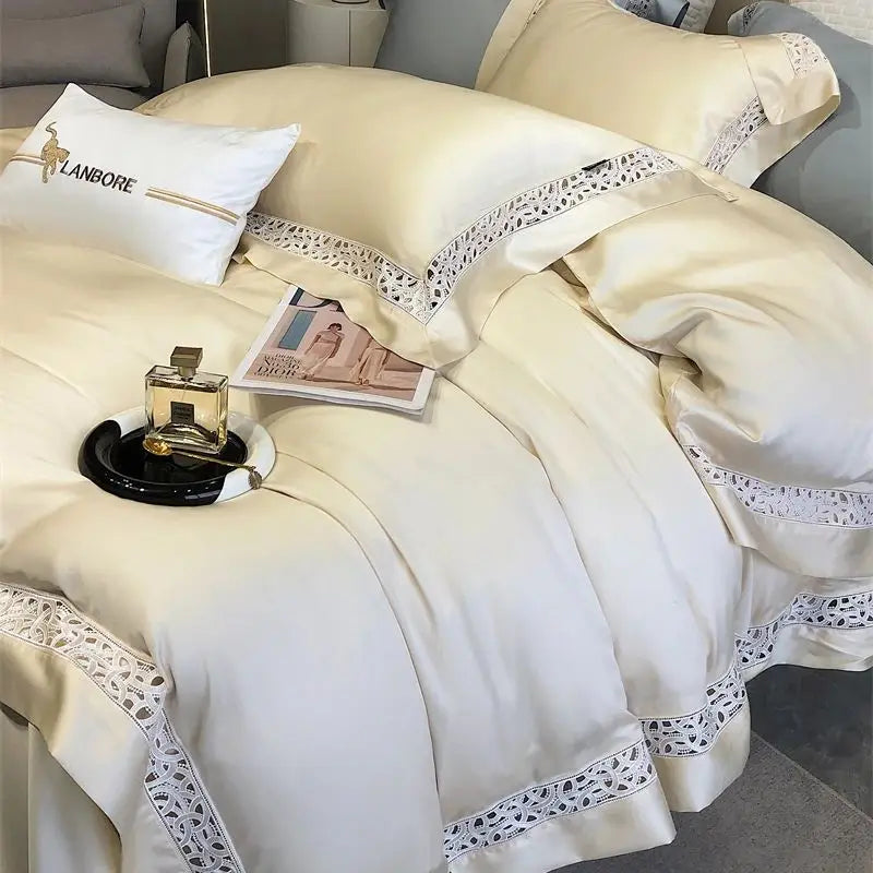 DecorBites™ Eucalyptus Fiber Hollow Wide Edge Bedding Set - Soft, Silky, & Breathable