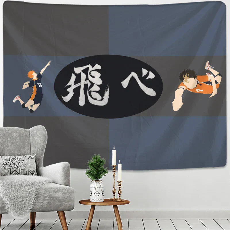 DecorBites™ Haikyuu Black White Letters Tapestry Wall Hanging - Psychedelic Home Decor
