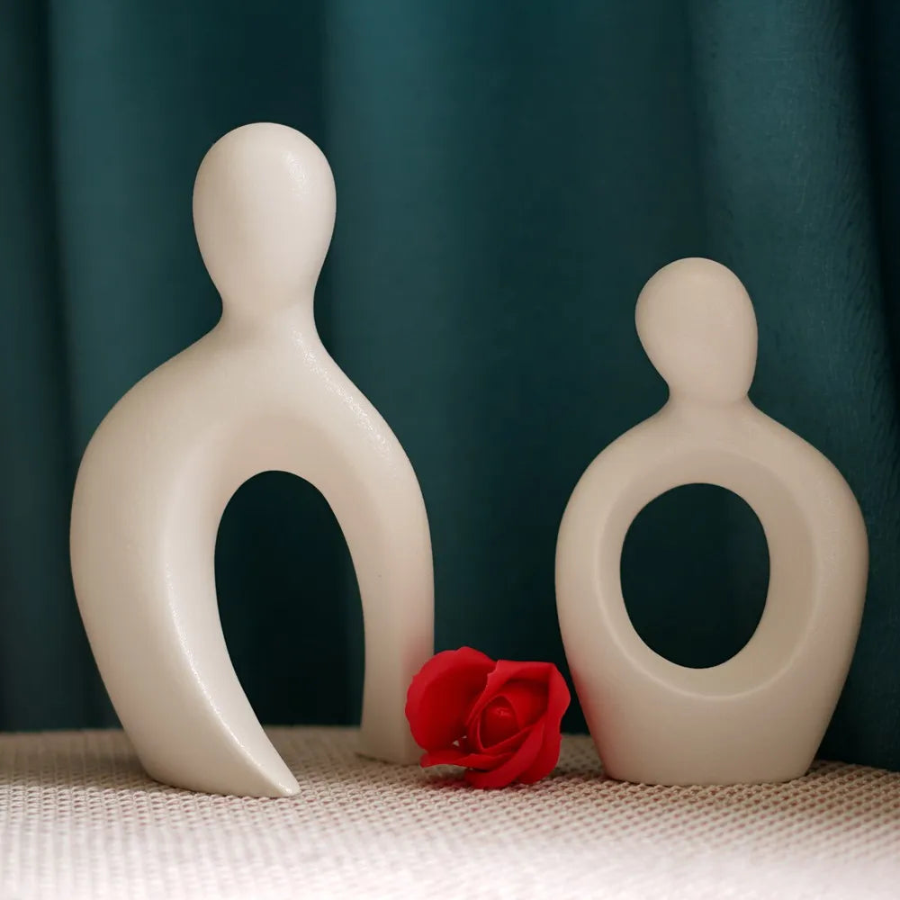 DecorBites™ Couple Love Sculpture Modern Nordic Abstract Ceramic Figurine Home Decor