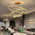 DecorBites™ Crystal Rings LED Chandelier, Chrome Lustre Ceiling Pendant for Living Room