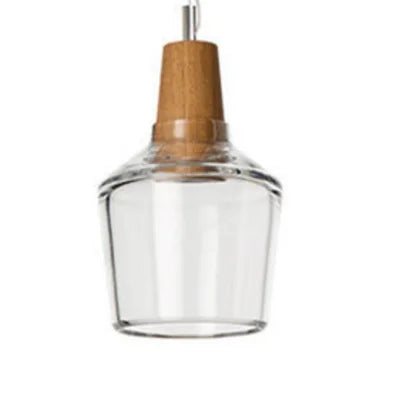 DecorBites™ Glass Lampshade Pendant Light, Wooden Hanging Suspension, Retro American Design