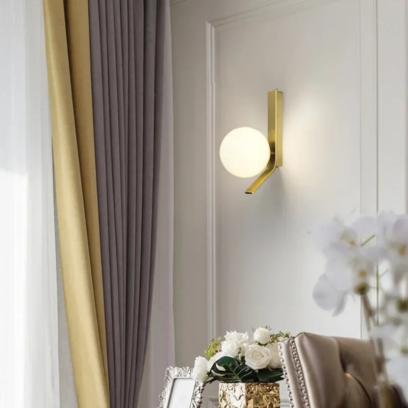 DecorBites™ Glass Ball LED Wall Sconce, Elegant Indoors Lighting for Bedroom & Living Room