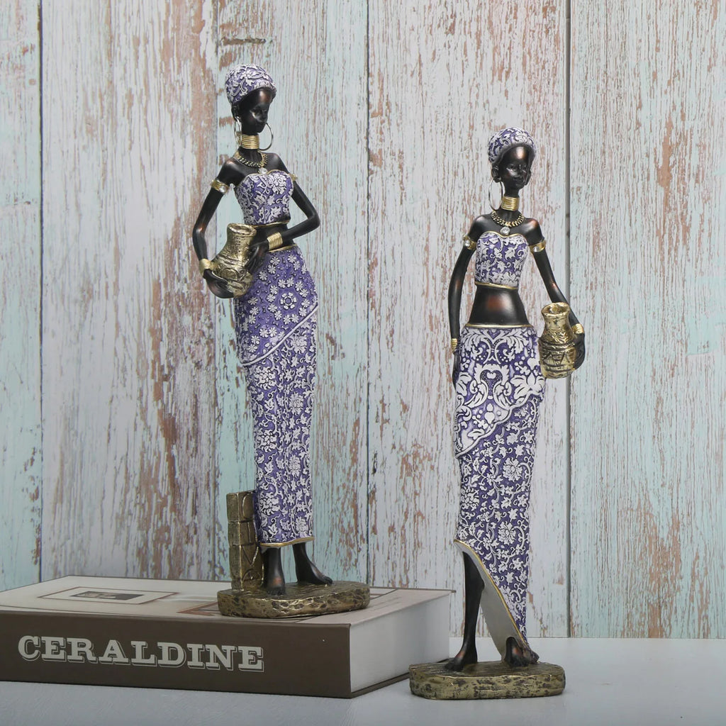 DecorBites™ African Woman Sculpture: Realistic Home Decor Figurine