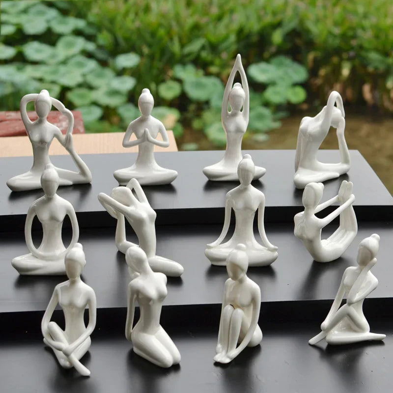 DecorBites™ Abstract Yoga Figure Porcelain Statue Home Decor Sculpture