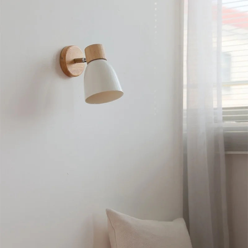 DecorBites™ Iron Wood LED Wall Light Fixture Rotate Bedside Lamp Aplique Pared