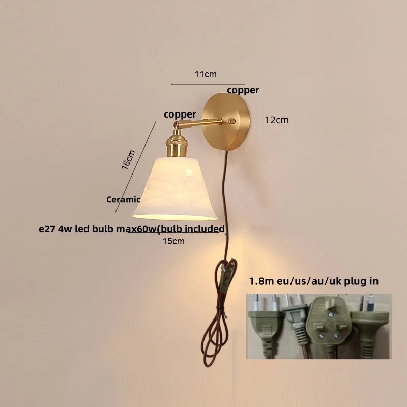 DecorBites™ Copper LED Wall Light Fixture with Pull Chain Switch for Modern Living Spaces