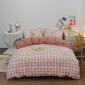 DecorBites™ Japanese Grid Print Bedding Set for All Seasons, Queen/King Size Quilt Cover