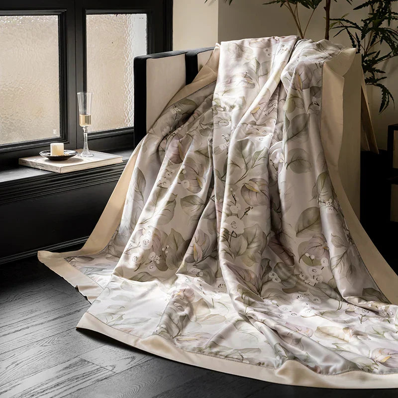 DecorBites™ Eucalyptus Fiber Flowers Summer Quilt Set: Silky, Cool Comfort for Bedtime Bliss