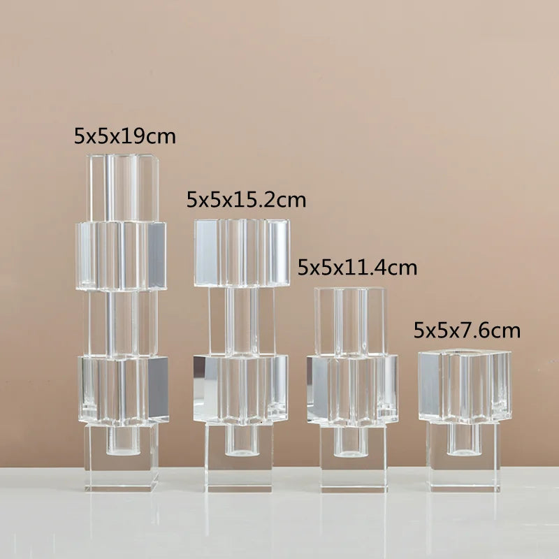 DecorBites™ Geometric Glass Vase Stack for Home Decor & Flower Arrangement