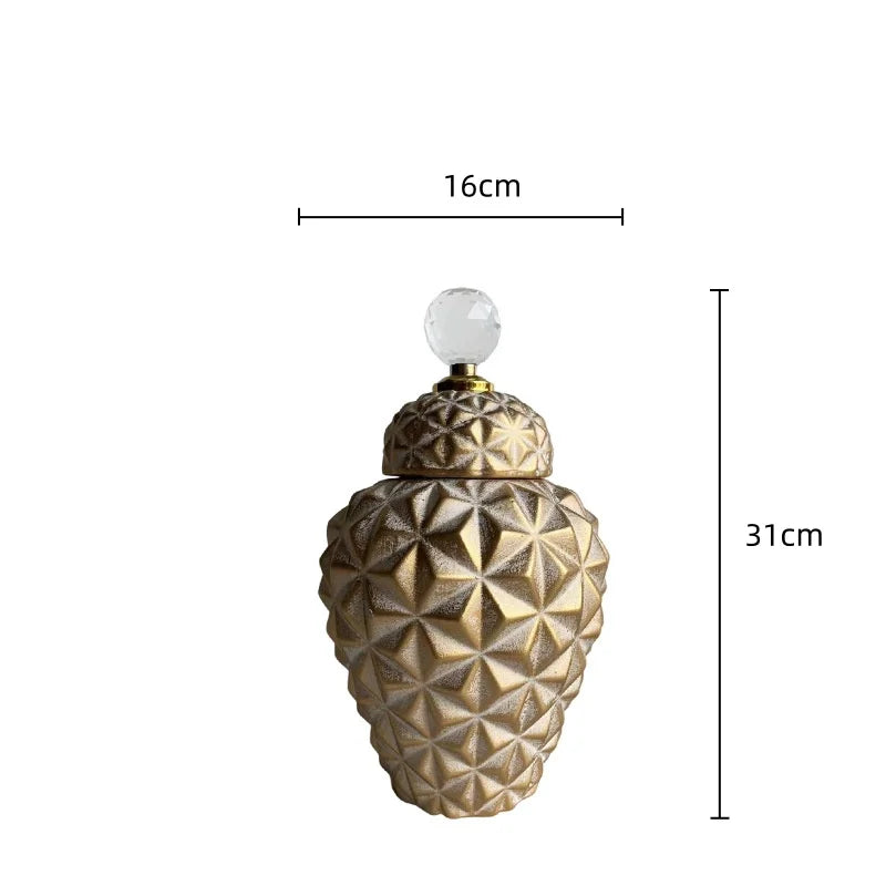 DecorBites™ Geometric Diamond Ceramic Vase: Stylish Flower Arrangement Décor Jar