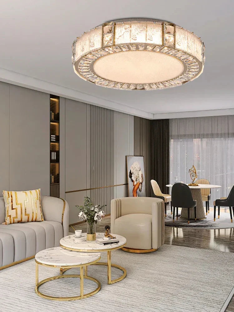 DecorBites™ Crystal Glass Luxury Ceiling Chandelier - Gold LED Home Decor