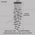 DecorBites™ Golden Black LED Long Chandelier for Home, Restaurant, and Cafe