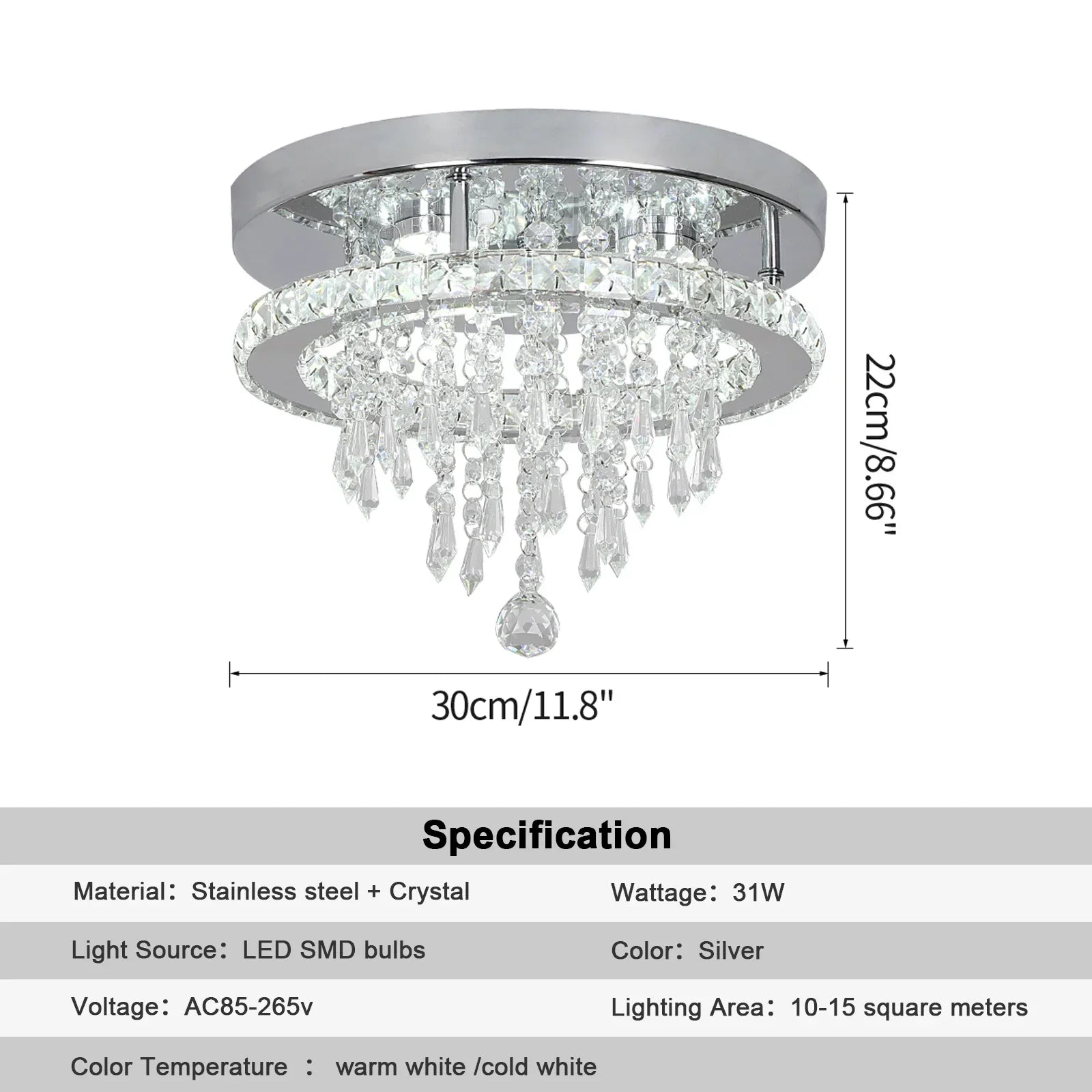 DecorBites™ Crystal LED Ceiling Chandelier: Remote Dimming Round Lamp for Luxury Home Decor