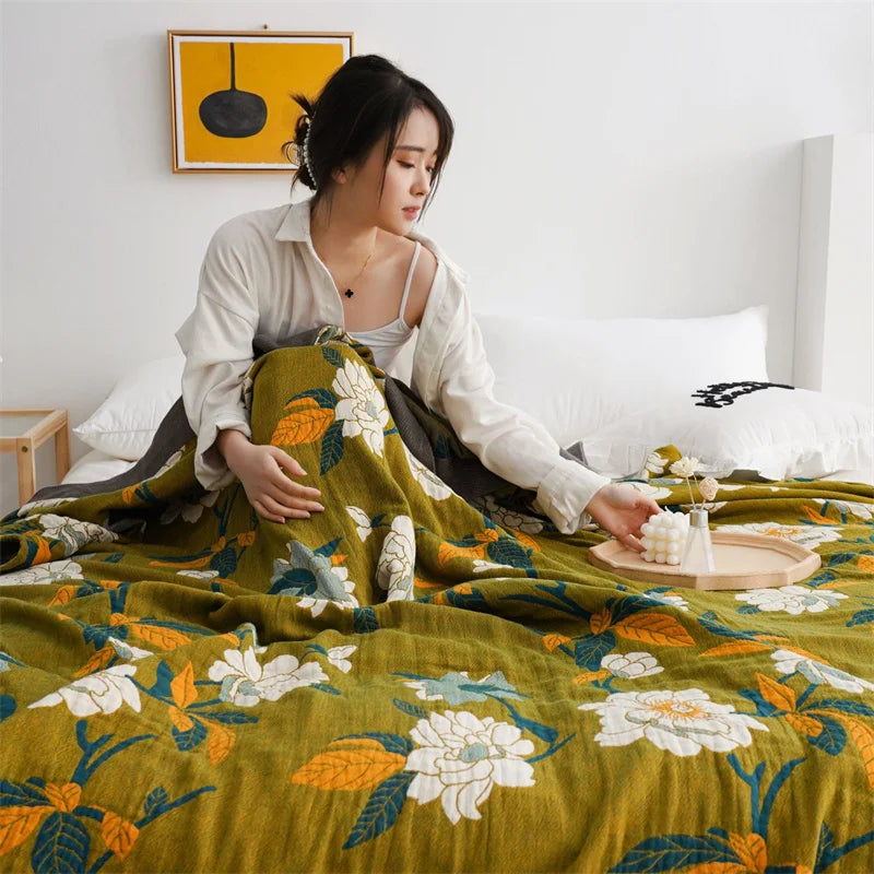 DecorBites™ Cotton Gauze Plaid Blanket - Super Soft Bed Throw Blanket
