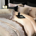 DecorBites™ Lace Patchwork Silk Cotton Luxury Bedding Set Queen King Size