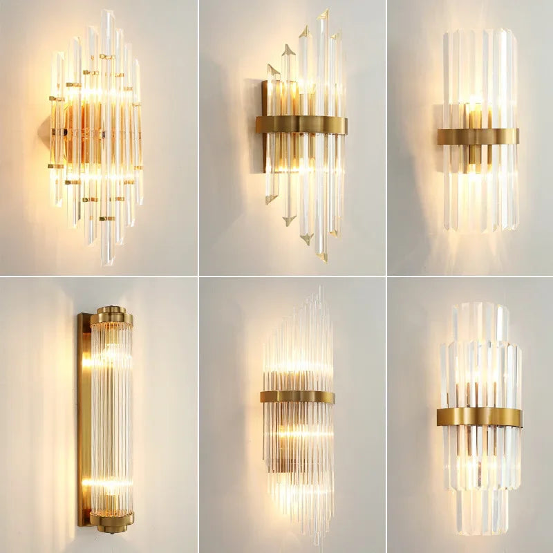 DecorBites™ Crystal Gold LED Wall Sconce for Bedroom Living Room Home Decoration