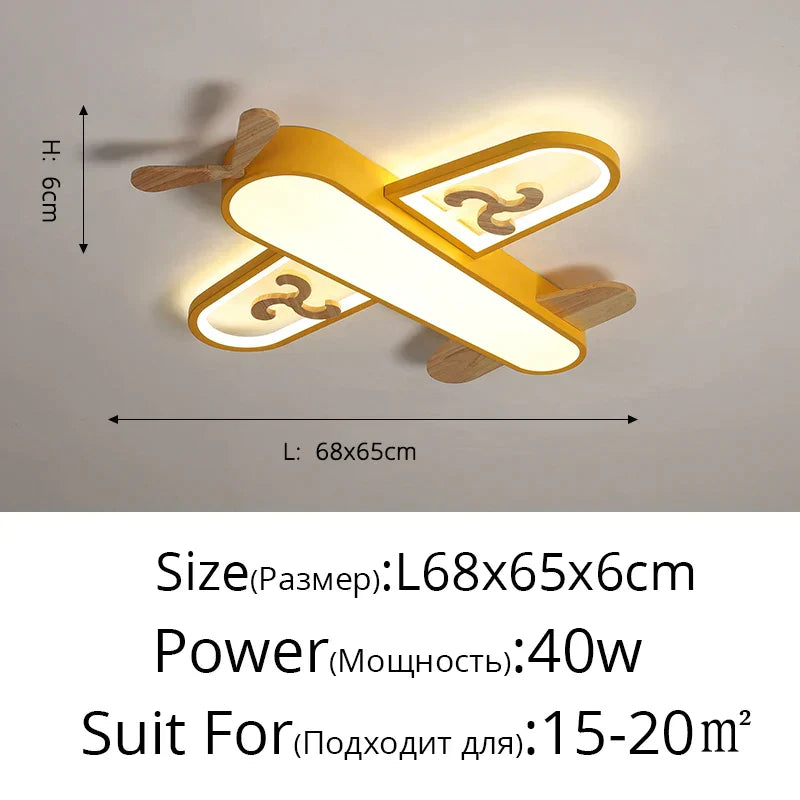 DecorBites™ LED Wood Ceiling Light for Kids Room - Yellow/Blue Minimalist Design