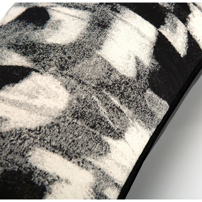 DecorBites™ Abstract Monochrome Jacquard Lumbar Pillow Cover for Chic Studio & Home Decor