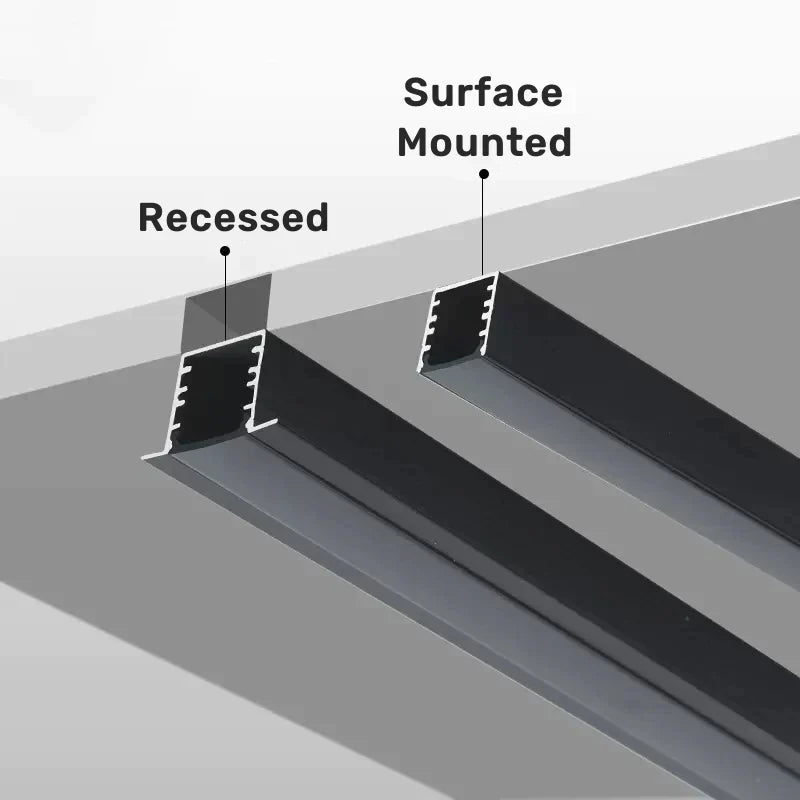 DecorBites™ LED Aluminum Profile Recessed U/YW-Shape Hidden Channel Milky Cover Bar Strip Light