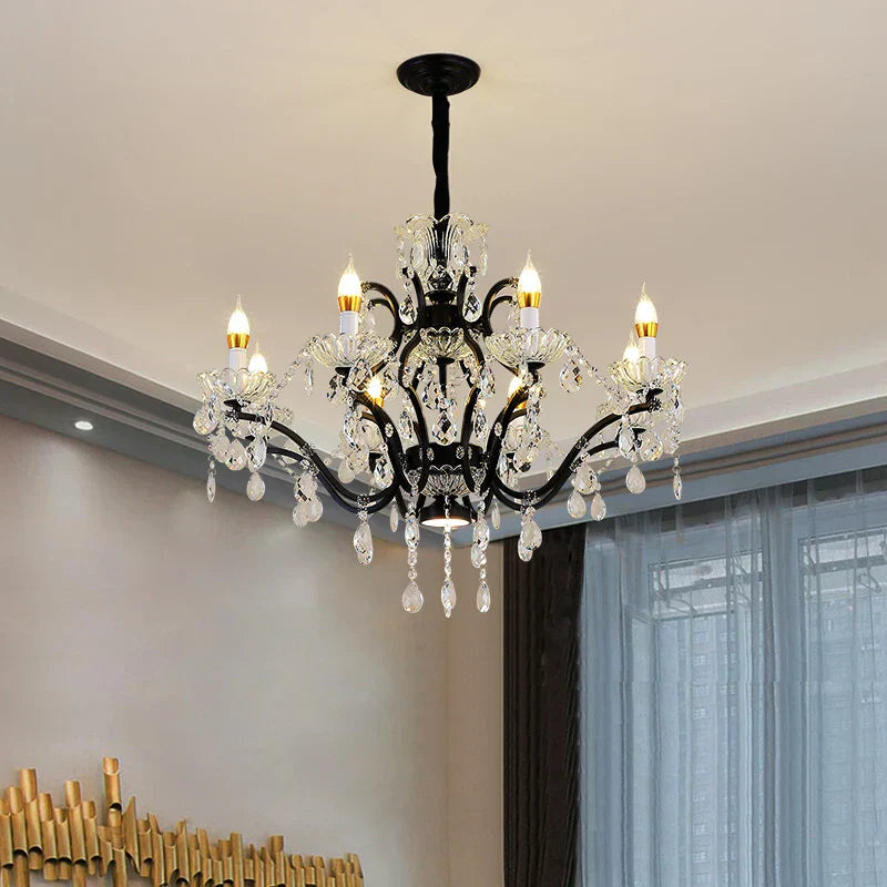 DecorBites™ Crystal Candle Chandelier Lighting: Farmhouse Dining Kitchen Pendant Lamp