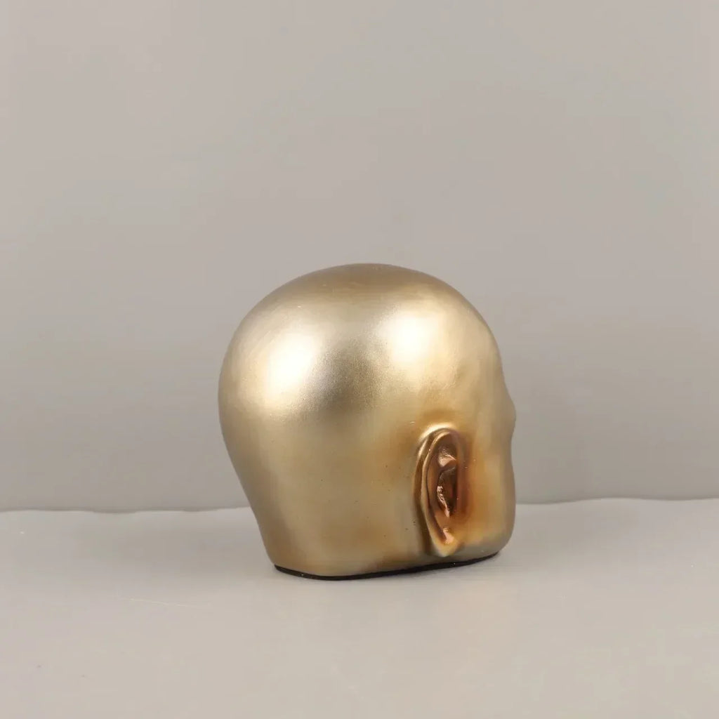 DecorBites™ Golden Head Half Face Resin Sculpture Abstract Portrait Home Decor Figurine