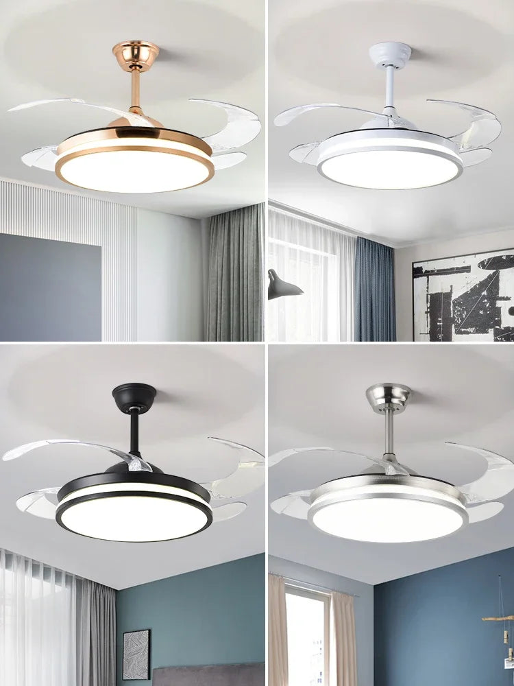 DecorBites™ LED Fan Lamp: Modern Invisible Ceiling Chandelier for Living Room, Bedroom & Dining Room
