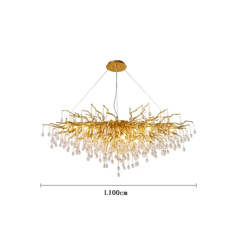 DecorBites™ Crystal Water Drop LED Chandelier for Luxurious Living Room Decor.