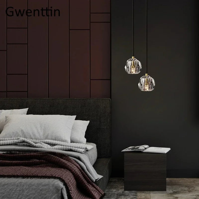 DecorBites™ K9 Crystal Pendant Lights: Modern Nordic Gold Hanging Lamp for Living Room, Kitchen Home Decor.