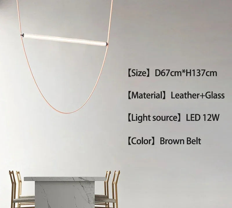 DecorBites™ LED Leather Pendant Lamp: Minimalist Dining Room Hanging Light