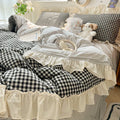 DecorBites™ Korean Princess Style Cotton Bedding Set with Ruffles and Lace