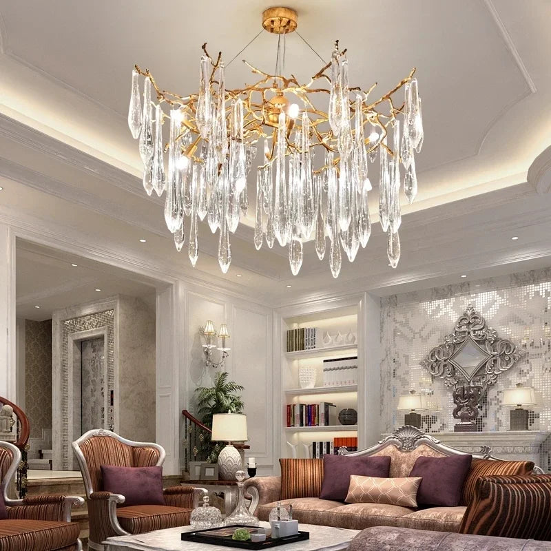 DecorBites™ Gold LED Branch Chandelier for Living Room, Bedroom, Hotel - Modern Luxury Aluminum Pendant Light