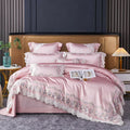 DecorBites™ Lace Silk Cotton Luxury French Wedding Bedding Set for Chic Princess Bedrooms
