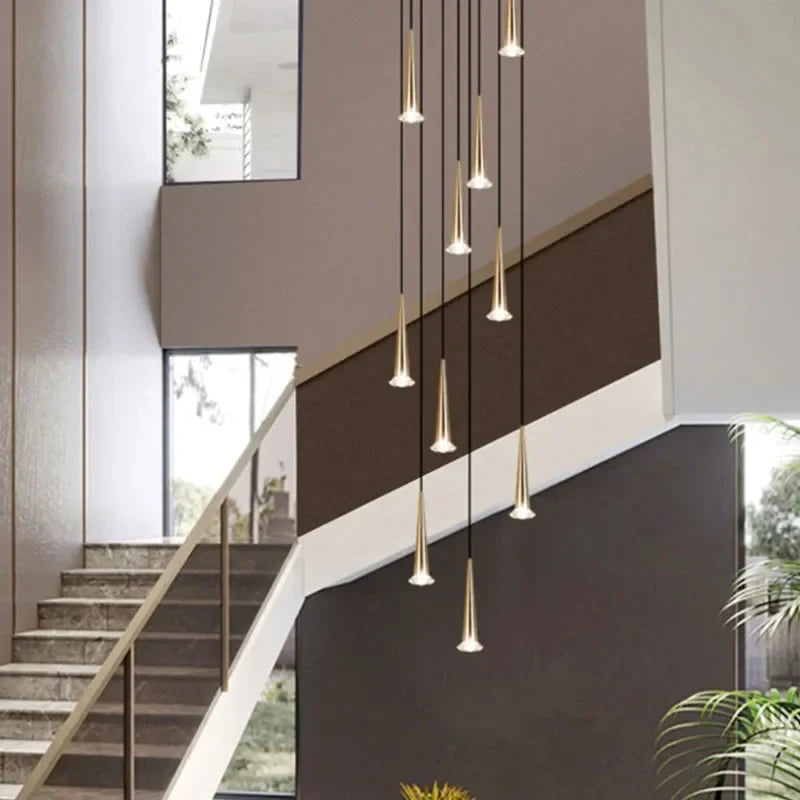 DecorBites™ Crystal LED Chandelier: Luxury Pendant Light, Staircase Suspension Luminaire, Indoor Hanging Lamps