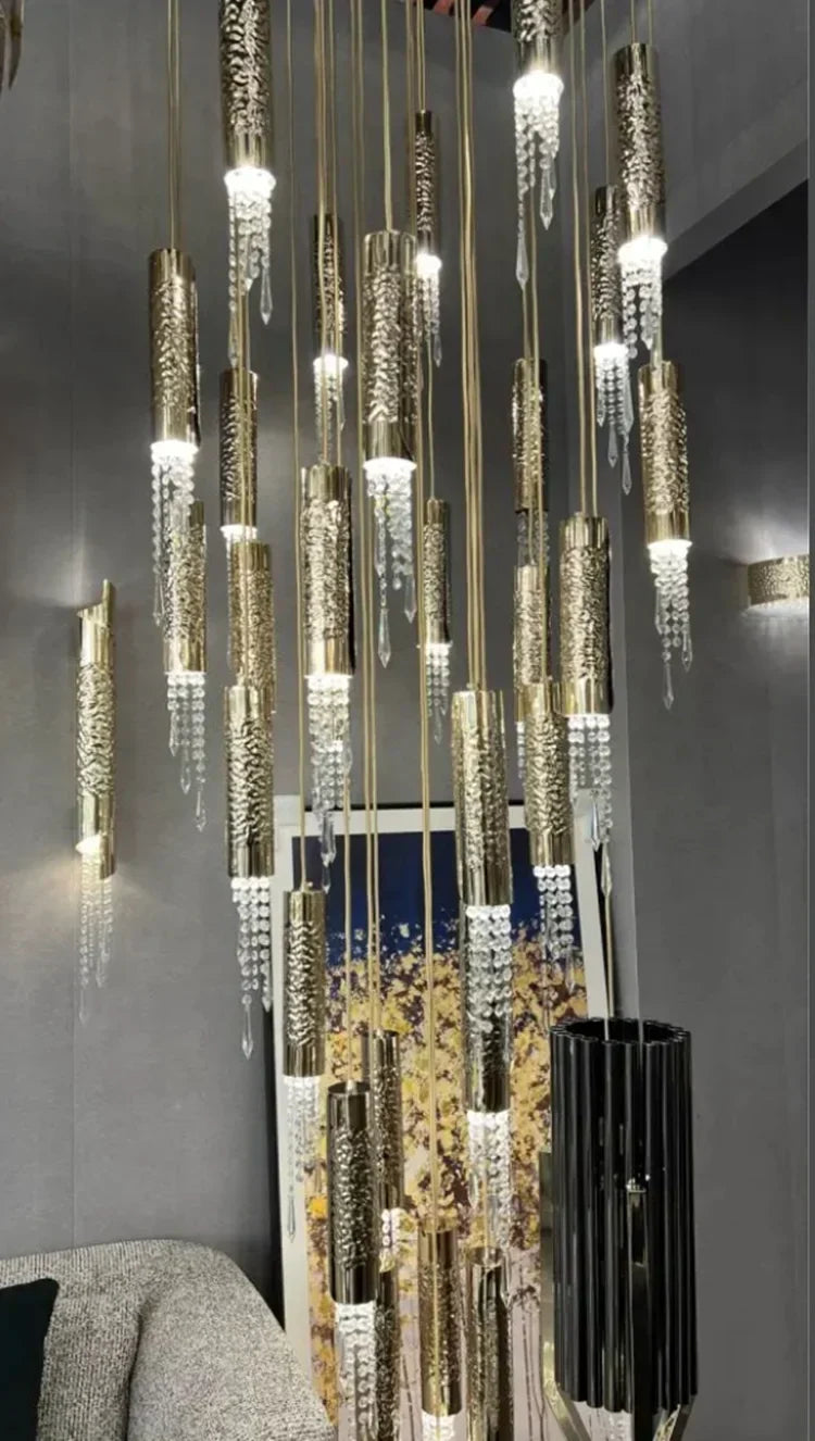 DecorBites™ Crystal LED Large Staircase Chandelier for Modern Living Room Hall Loft