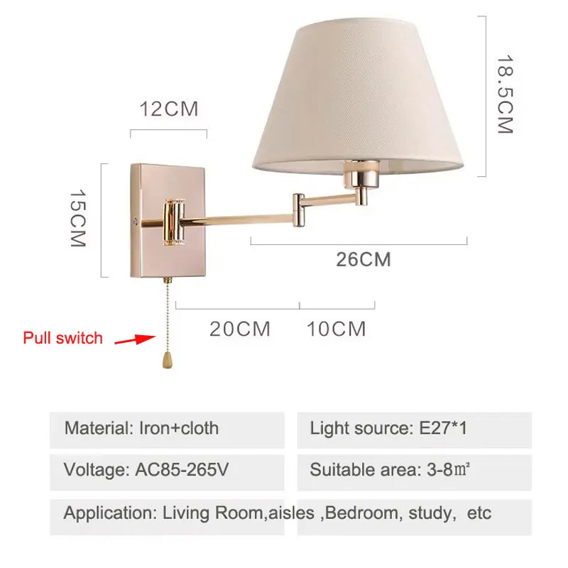 DecorBites™ Adjustable Rocker Arm Wall Lamp for Living Room, Bedroom & Study