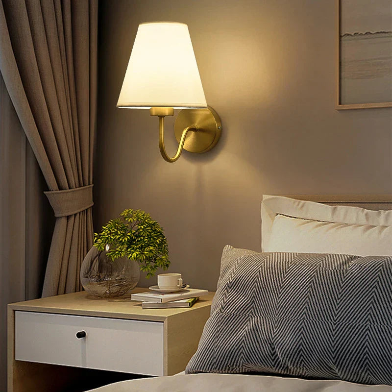 DecorBites™ Gold Fabric Wall Lamp for Modern Nordic Style Living Spaces