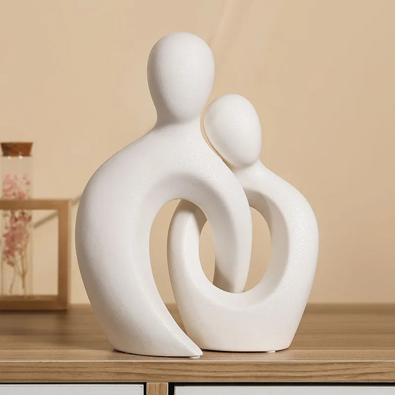 DecorBites™ Couple Love Sculpture Modern Nordic Abstract Ceramic Figurine Home Decor