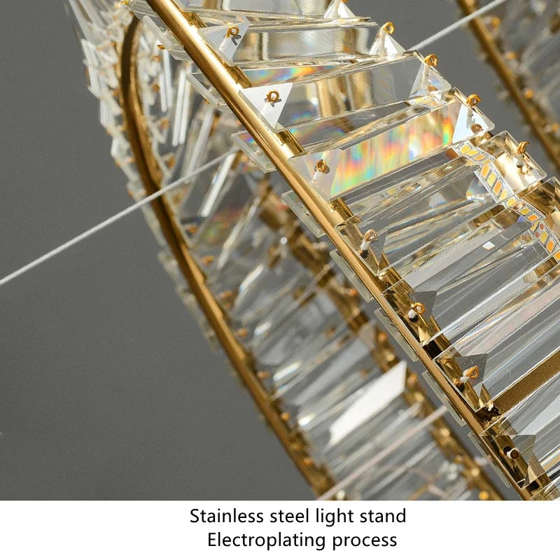DecorBites™ Crystal LED Chandelier for Home Dining Room Kitchen Gold Lustres